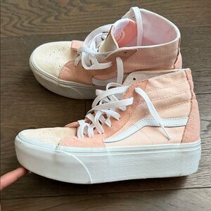 Vans Peach and Cream High-Top Sneakers